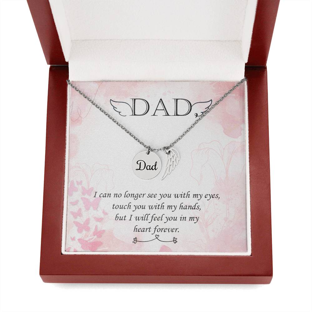 Angel Wing Dad Necklace Gift from Heaven - Daddy Memorial Gift