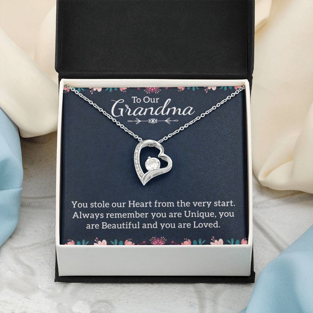 To Our Grandma Necklace - You stole our heart from the very start Grandma - Forever Love Necklace - Personalize Memories