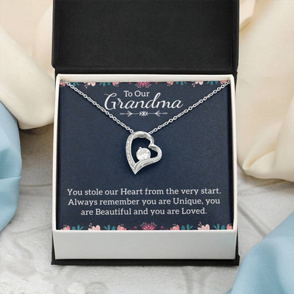 To Our Grandma Necklace - You stole our heart from the very start Grandma - Forever Love Necklace - Personalize Memories