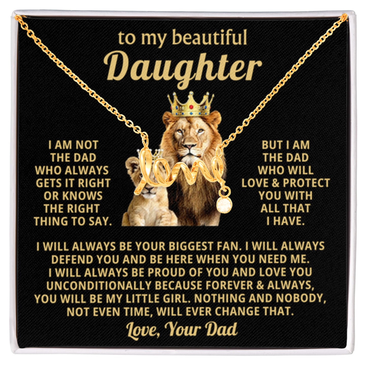 To My Beautiful Daughter Necklace - I will always be your biggest fan - Gift for Daughter from Dad - Scripted Love Necklace - Personalize Memories