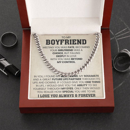 To My Boyfriend Cuban Link Chain - Anniversary & Valentine’s Day Gift from Girlfriend - Personalize Memories