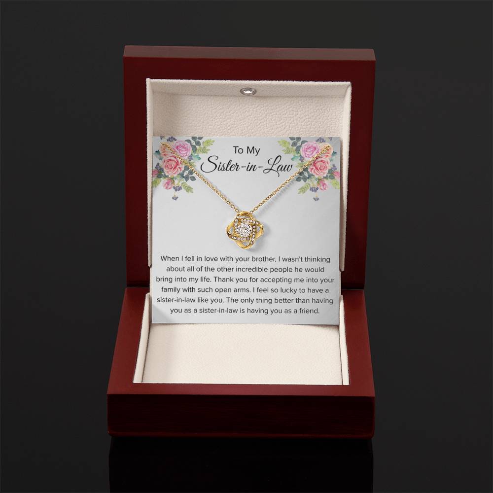 To My Sister In Law Necklace - Gift for Bonus Sister - Love Knot Necklace - Personalize Memories