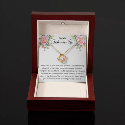 To My Sister In Law Necklace - Gift for Bonus Sister - Love Knot Necklace - Personalize Memories
