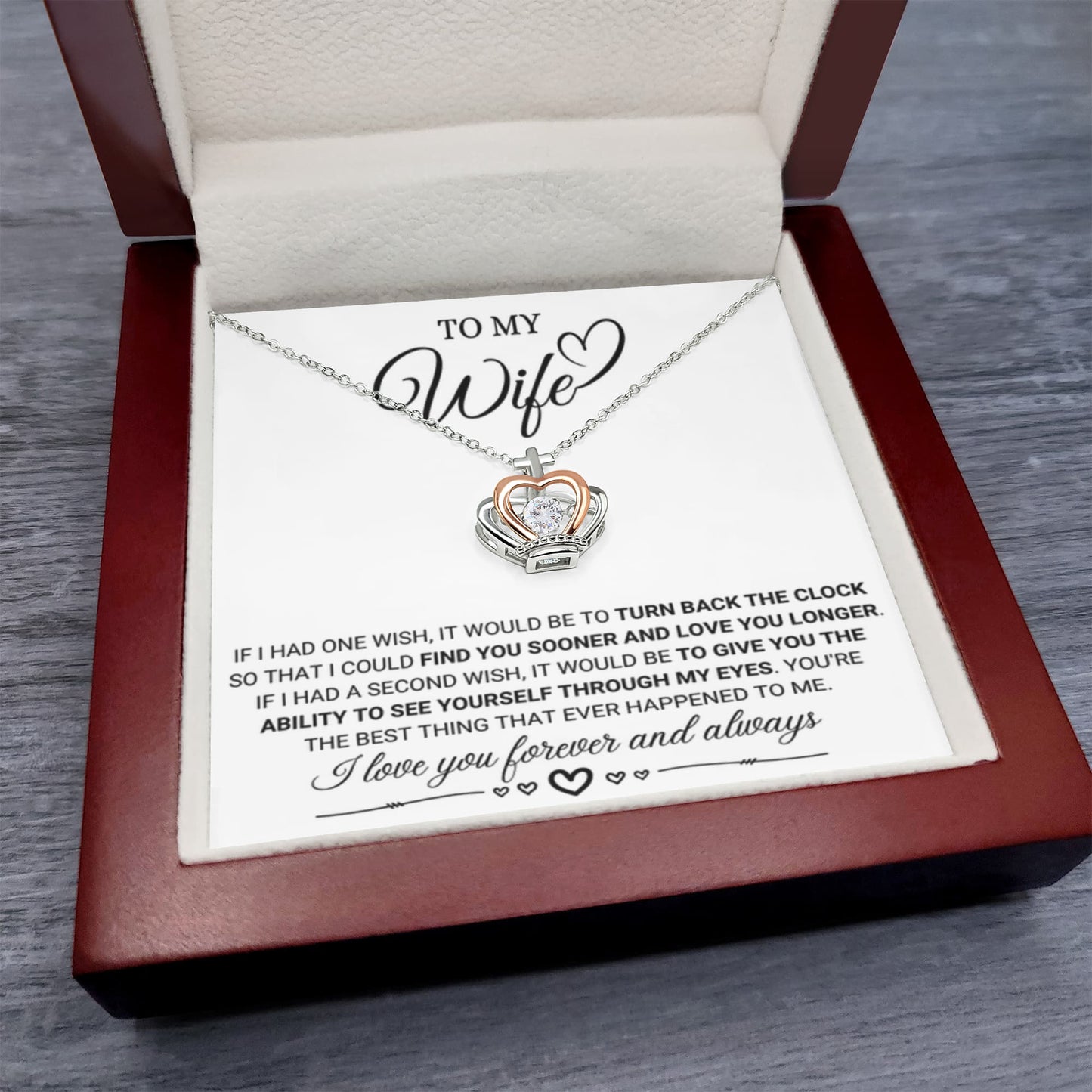 Sentimental Gift for Wife - Emotional Husband-to-Wife Jewelry for Birthday, Christmas & Valentine’s Day - Crown Pendant Necklace - Personalize Memories