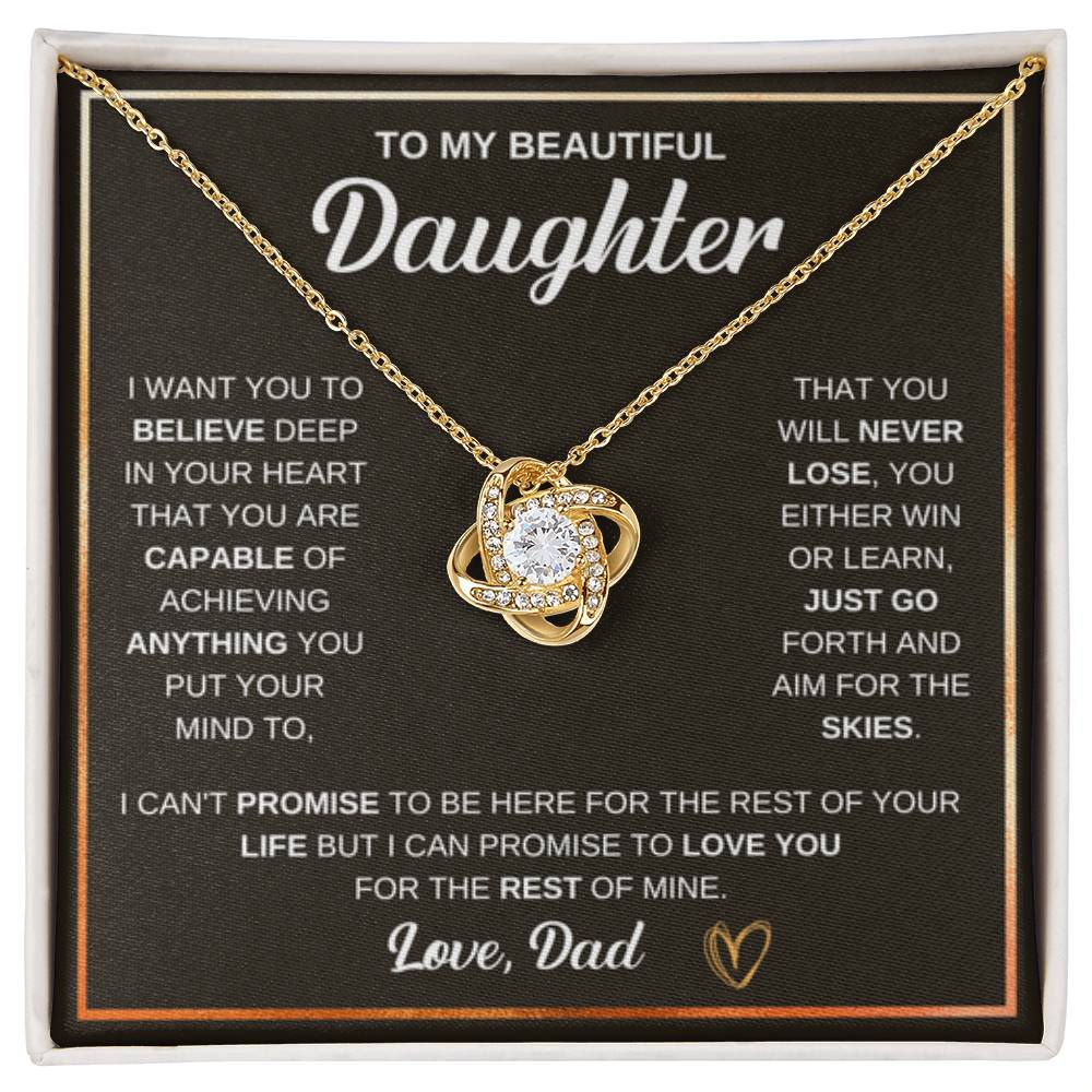 To My Daughter Necklace – Dad to Daughter Birthday Jewelry – Love Knot Necklace - Personalize Memories