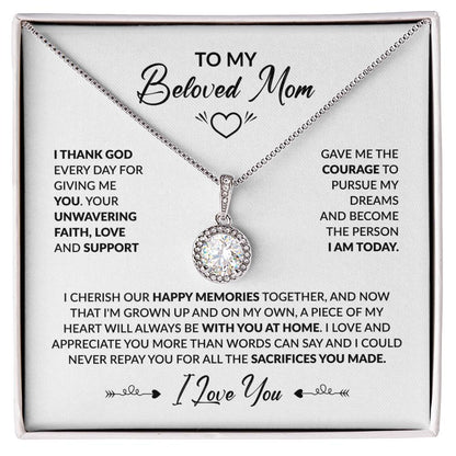 To My Beautiful Mom - I Thank God Every Day for Giving Me You - Eternal Hope Necklace - Personalize Memories