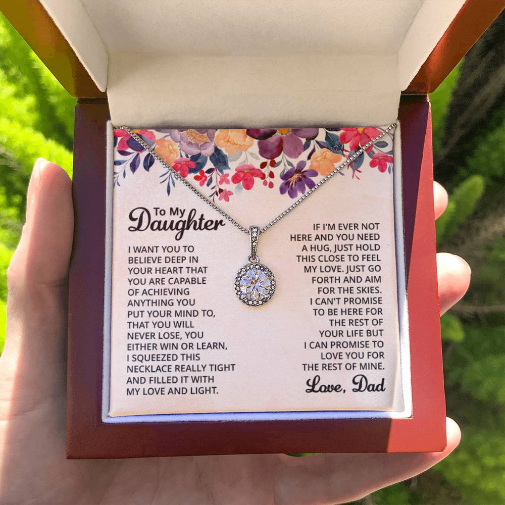 To My Daughter Necklace - Best Proud Dad Jewelry Gift for Daughter’s Special Days & Celebrations - Eternal Hope Necklace - Personalize Memories