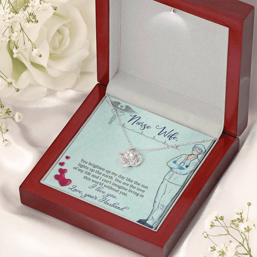 To my nurse wife Gift From Husband - Love Knot Necklace - Personalize Memories