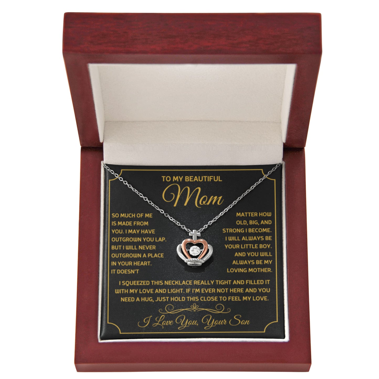 To My Beautiful Mom - So much of me is made from you - Crown Pendant Necklace - Personalize Memories