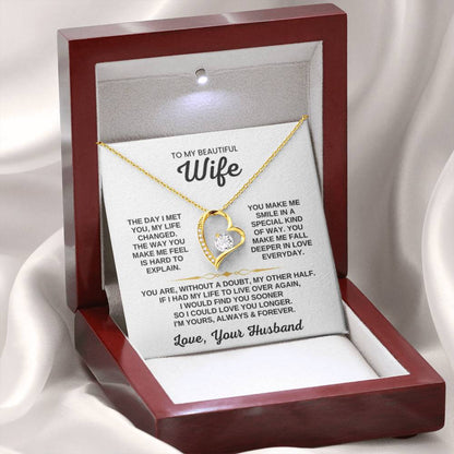 To My Beautiful Wife Necklace - Romantic Birthday Jewelry Gift from Husband for Valentine’s Day & Long Lasting Memories - Forever Love Necklace - Personalize Memories