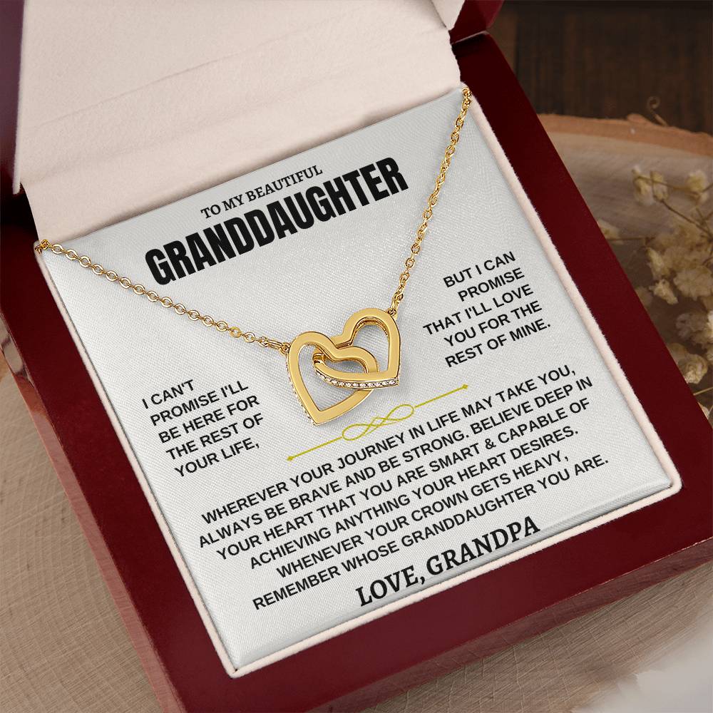 To My Granddaughter - Interlocking Hearts Necklace - Gift From Grandpa - Personalize Memories