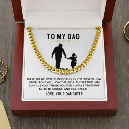 To My Dad Gift from Daughter - Thank You for Always Teaching Me - Cuban Link Chain - Personalize Memories