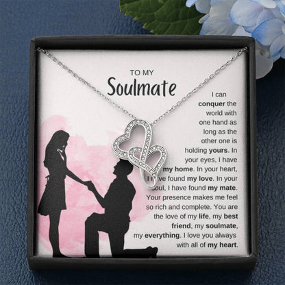 To My Soulmate Necklace - Soulmate Jewelry for Valentine’s Day & Gifts for Her - Heart-to-heart Pendant Necklace - Personalize Memories