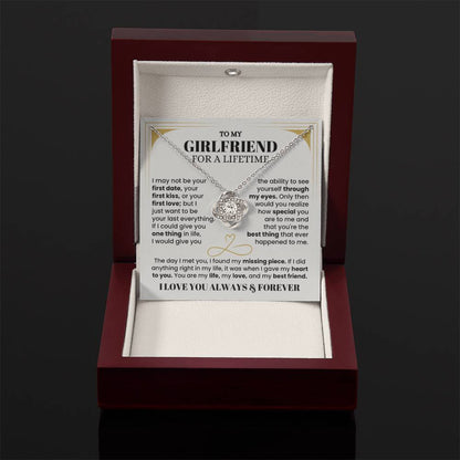 To My Girlfriend Necklace - Soulmate Jewelry Gift for Valentine’s Day, Birthday - Love Knot Necklace - Personalize Memories