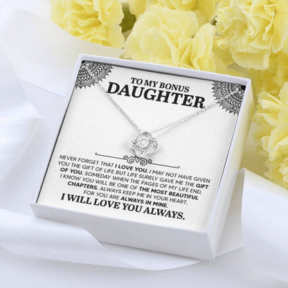 To My Bonus Daughter Necklace – Graduation Birthday Valentine’s Gift for Daughter – Love Knot Necklace - Personalize Memories