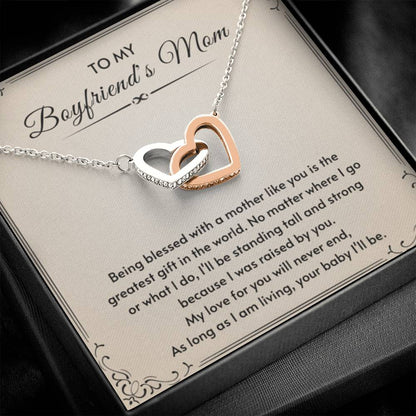 To My Boyfriend's Mom - My love for you will never end - Interlocking Hearts Necklace - Personalize Memories