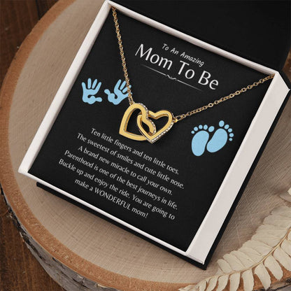 To an Amazing Mom To Be - Wonderful Mom To Be - Interlocking Hearts Necklace - Personalize Memories