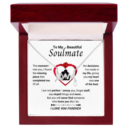 To My Beautiful Soulmate Necklace - Gift for Her for Birthday & Sweet Romantic Surprises - Scripted Love Necklace - Personalize Memories