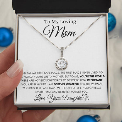 To My Loving Mom - You're The World - Eternal Love Necklace Gift from Daughter - Personalize Memories