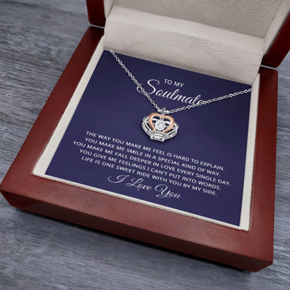 To My Soulmate Necklace - Long Distance Soulmate Gift for Valentine’s Day & Special Days - Crown Pendant Necklace - Personalize Memories