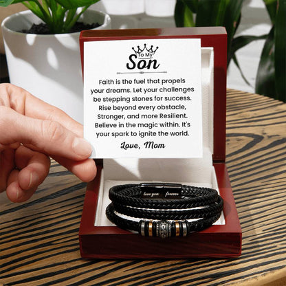 To My Son – Christmas, Birthday Gift from Mom – Love You Forever Bracelet - Personalize Memories