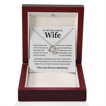 To My Beautiful Wife - Feel My Love - Love Knot Necklace Gift from Husband - Personalize Memories