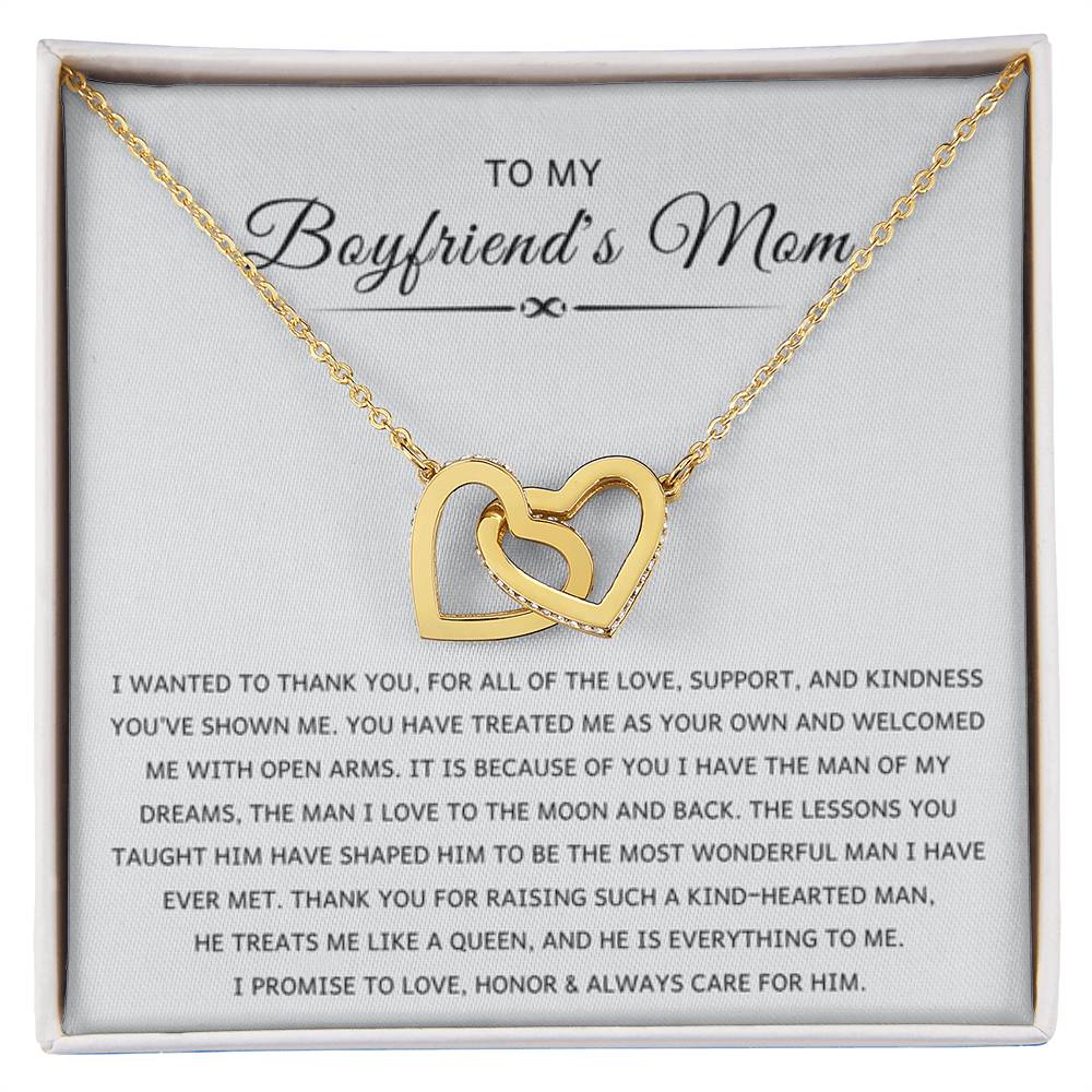 To My Boyfriend's Mom - I wanted to thank you - Interlocking Hearts Necklace - Best Gift for Boyfriend's Mom - Personalize Memories