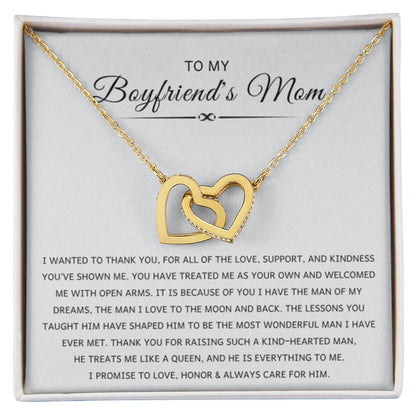 To My Boyfriend's Mom - I wanted to thank you - Interlocking Hearts Necklace - Best Gift for Boyfriend's Mom - Personalize Memories
