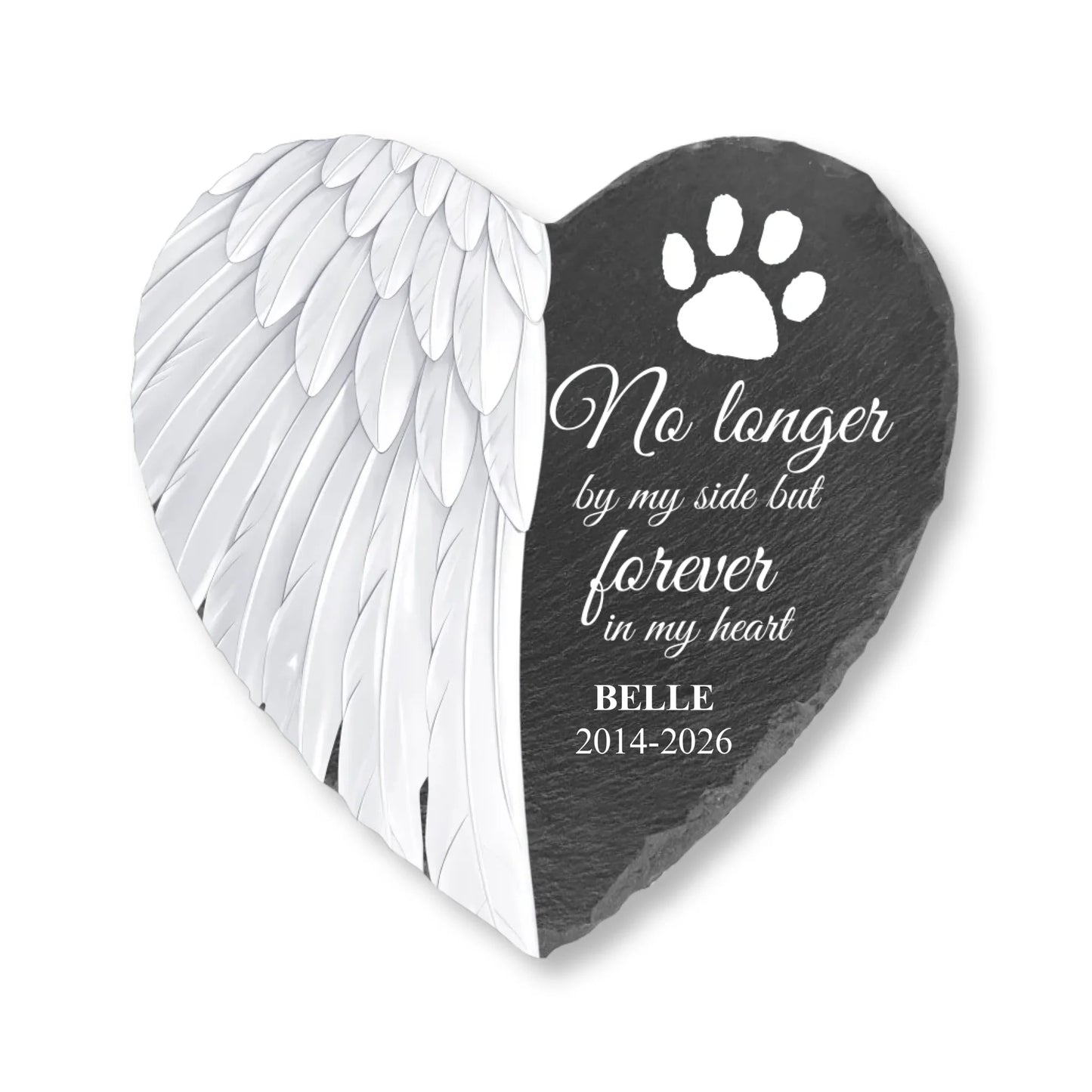 Personalized Pet Memorial Stone - Sympathy Gifts for Loss of Dog & Cat - No longer by my side but forever in my heart
