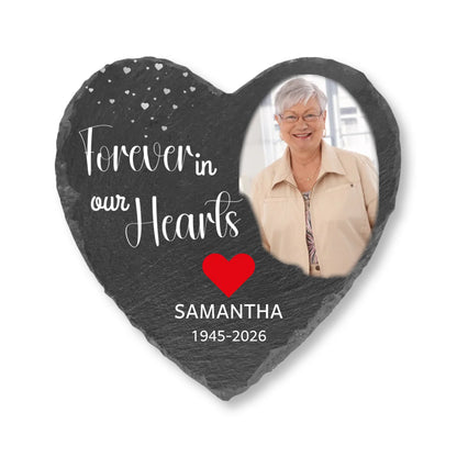 Forever in our Hearts - Personalized Memorial Heart Slate Stone for Grandma and Grandpa
