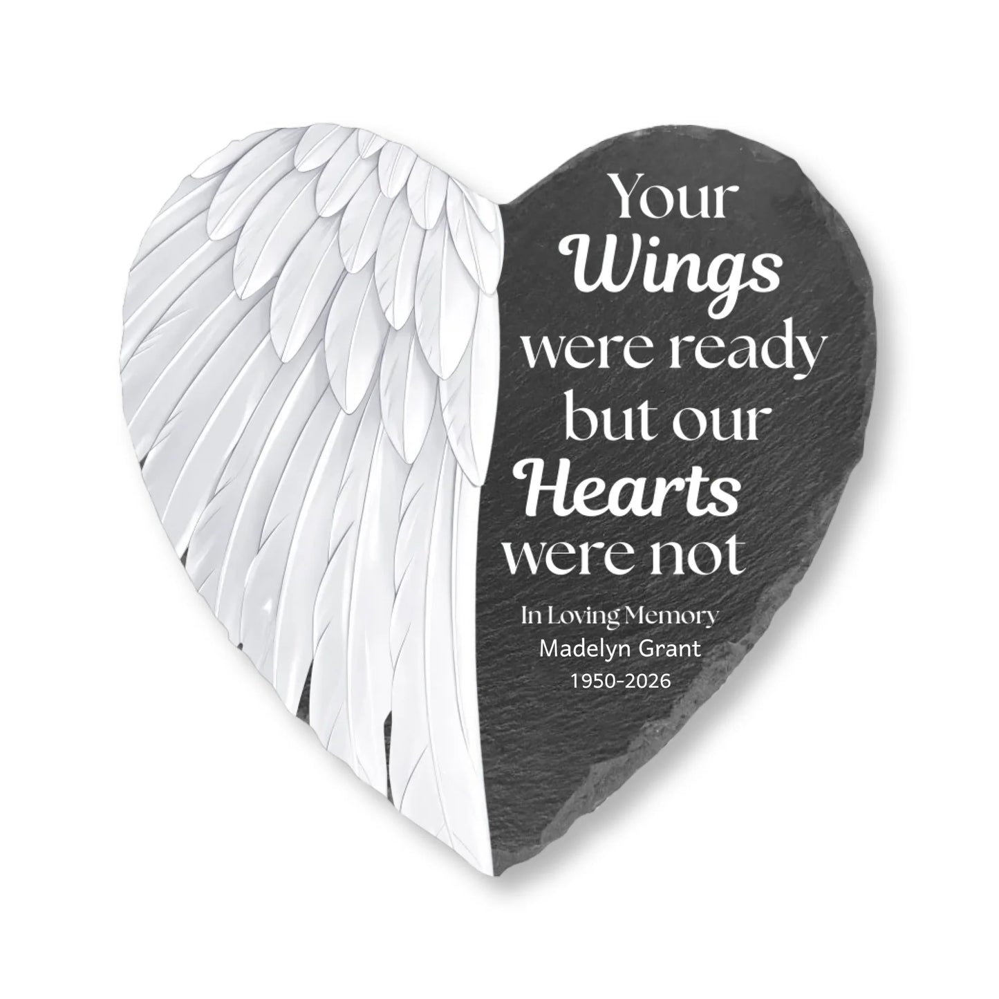 Personalized Photo Memorial Stone - Your wings were ready but our hearts were not - Sympathy Gift for Loss
