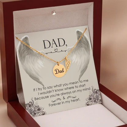 Angel Wing Dad Necklace Gift from Heaven - Forever in my Heart - Father Sympathy Gift - Personalize Memories