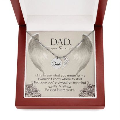 Angel Wing Dad Necklace Gift from Heaven - Forever in my Heart - Father Sympathy Gift - Personalize Memories