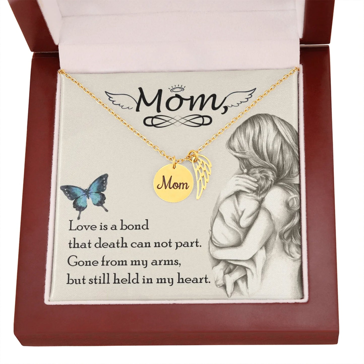 Mom Remembrance Necklace Silver w Wood Amazon