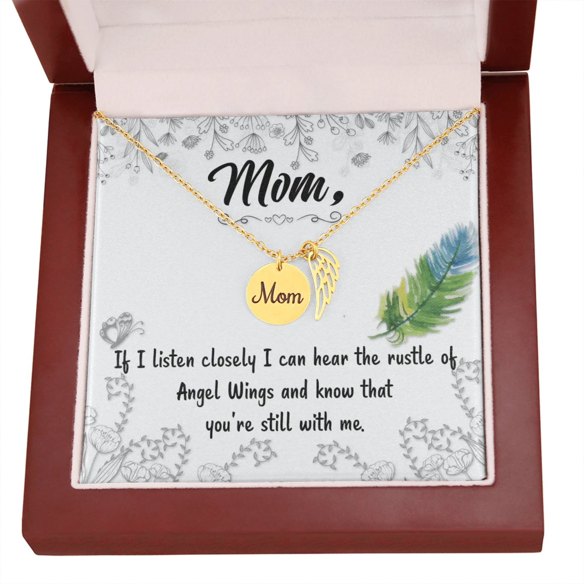 Mom Remembrance Necklace Silver w Wood Amazon