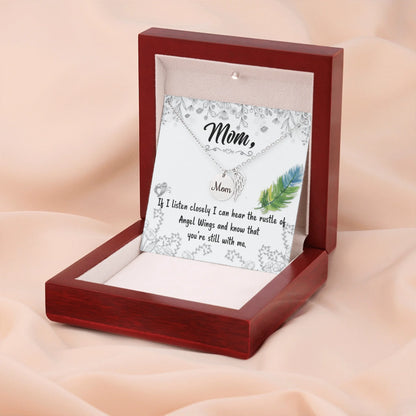 Mom Remembrance Necklace Silver w Wood Box 3