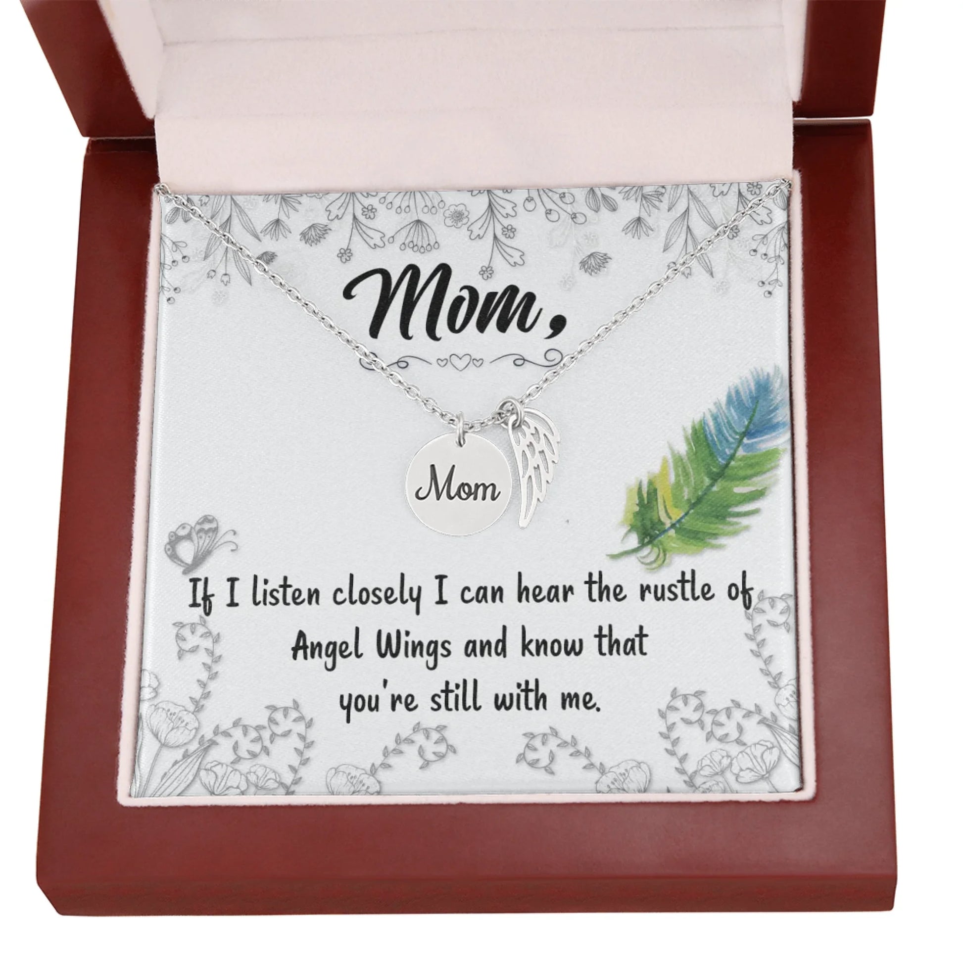 Mom Remembrance Necklace Silver w Wood Amazon