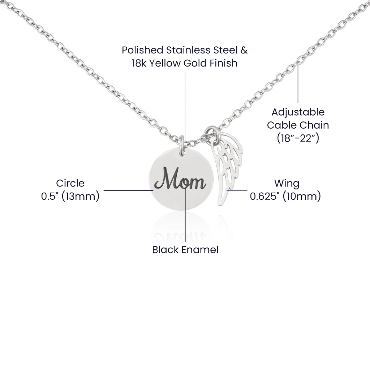 God Picked You - Angel Wing Mom Memorial Necklace | Loss of Mom Sympathy Gift - Personalize Memories