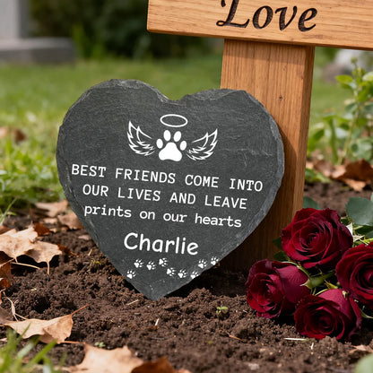 Personalized Pet Memorial Stone - Best Friends Leave Paw Prints - Memorial Gift for Loss of Pet