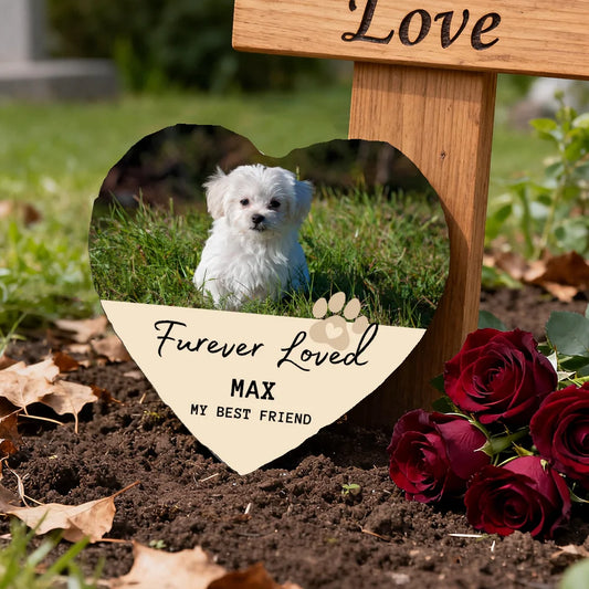 Personalized Pet Memorial Photo Stone - Furever Loved My Best Friend - Sympathy Gifts for Loss of Dog