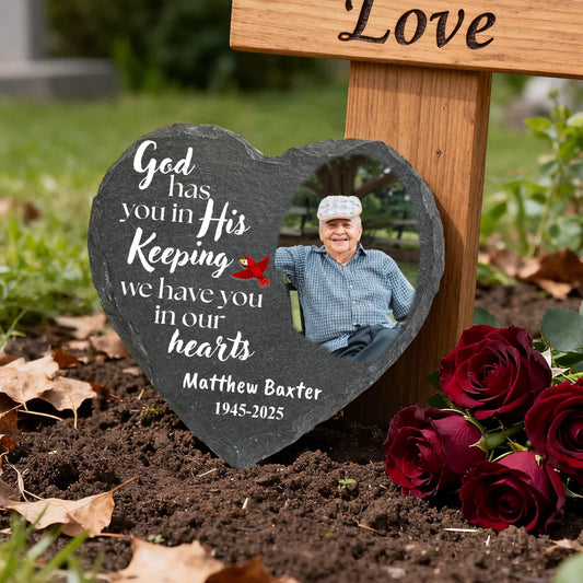 Custom Photo Memorial Stone - Sympathy Gift for Loss of Mom & Dad