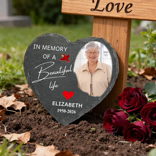 Photo Memorial Garden Stone for Loved Ones - Sympathy Gift for Loss