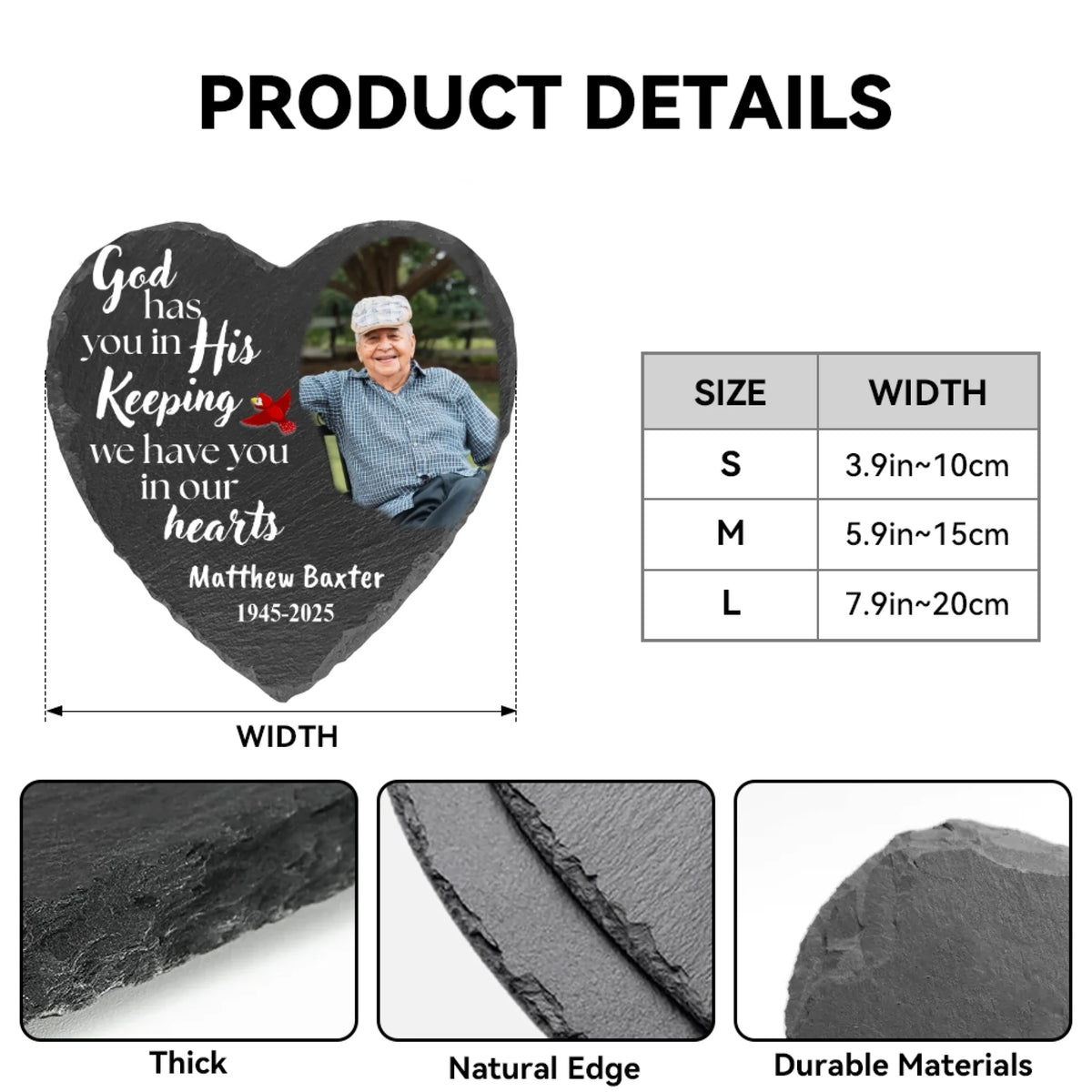 Custom Photo Memorial Stone - Sympathy Gift for Loss of Mom & Dad - Personalize Memories