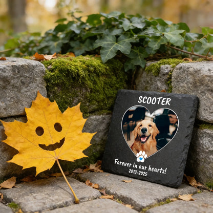 Pet Memorial Square Stone - Forever In Our Hearts - Sympathy Gift for Loss - Personalize Memories