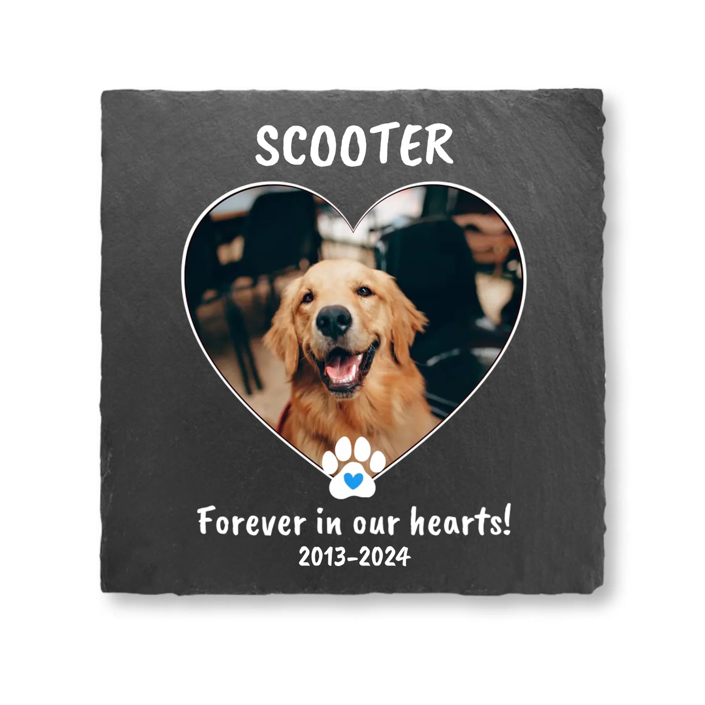 Pet Memorial Square Stone - Forever In Our Hearts - Sympathy Gift for Loss - Personalize Memories