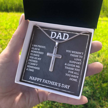 Dad - I'm proud - Artisan Cross Necklace - Father's Day Present - Personalize Memories