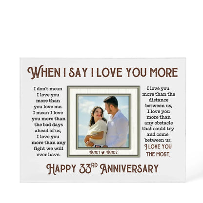 33rd Anniversary Gifts For Husband And Wife, 33 Years When I Say I Love You More - Personalized Photo Acrylic Block - Gift For Couples - Personalize Memories
