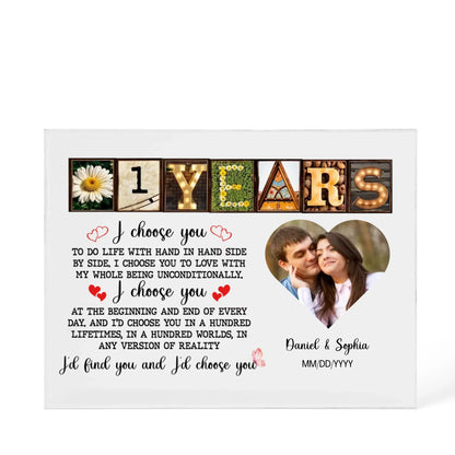 Personalized Acrylic Block, Happy 1st Anniversary Gift For Husband And Wife, Custom Photo Gift For Couples, I Choose You Personalize Memories - Personalize Memories