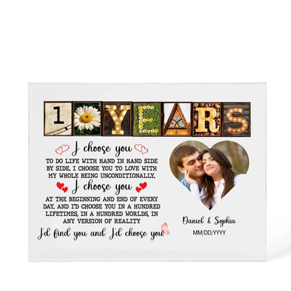Personalized Acrylic Block, Happy 10th Anniversary Gift For Husband And Wife, Custom Photo Gift For Couples, I Choose You Personalize Memories - Personalize Memories