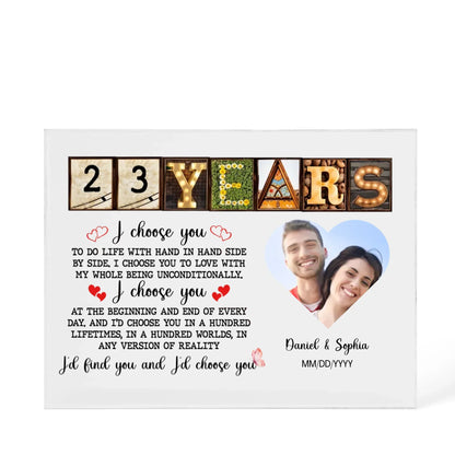Personalized Acrylic Block, Happy 23rd Anniversary Gift For Husband And Wife, Custom Photo Gift For Couples, I Choose You Personalize Memories - Personalize Memories